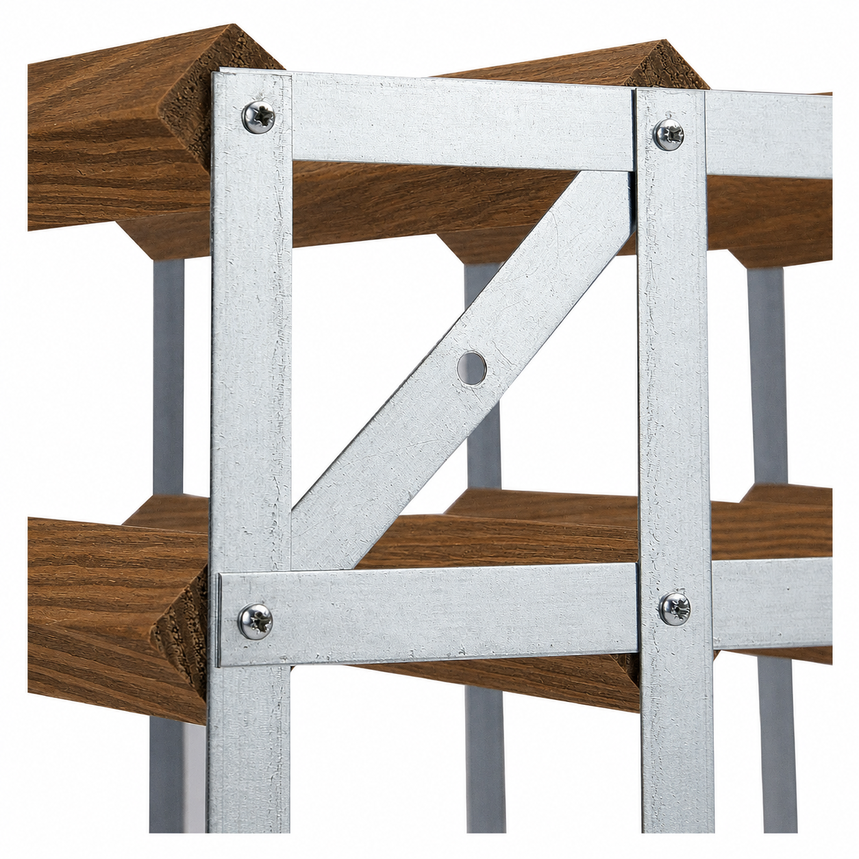 12 Bottle Wood & Metal Wine Rack (Dark Wood & Silver)