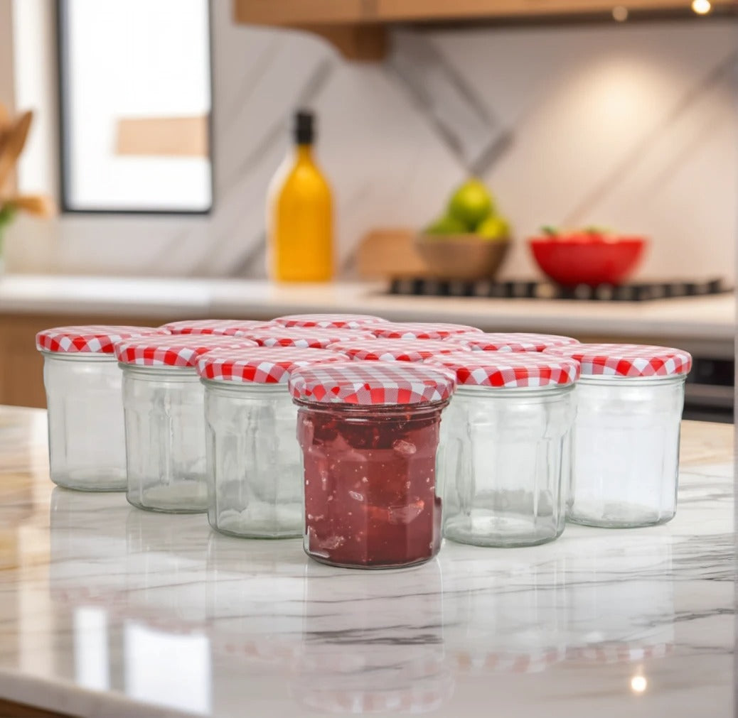 Wide Mouth Glass Jam Jars 324ml - Set of 12