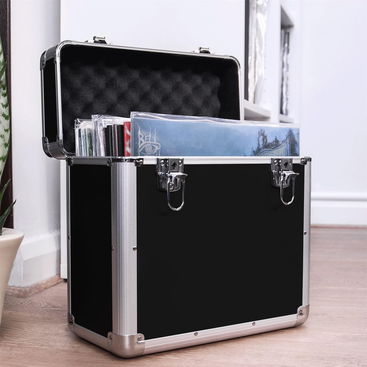 Vinyl LP Storage Box 12"" Vinyl Record Storage Heavy Duty Lockable Storage Box