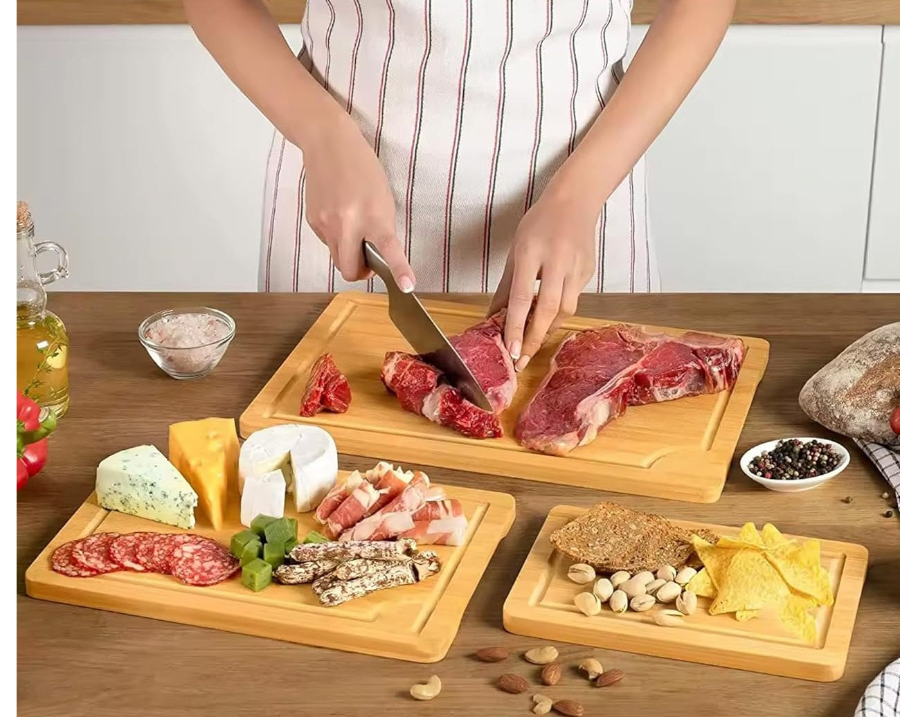 Bamboo Chopping Board Set of 3 Piece