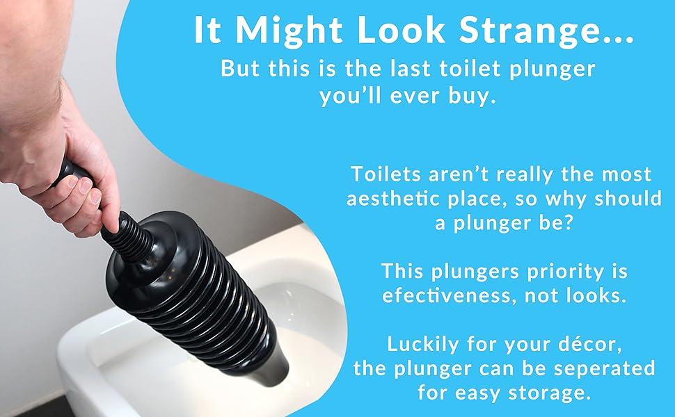 Heavy Duty Flexible Toilet Plunger in Black