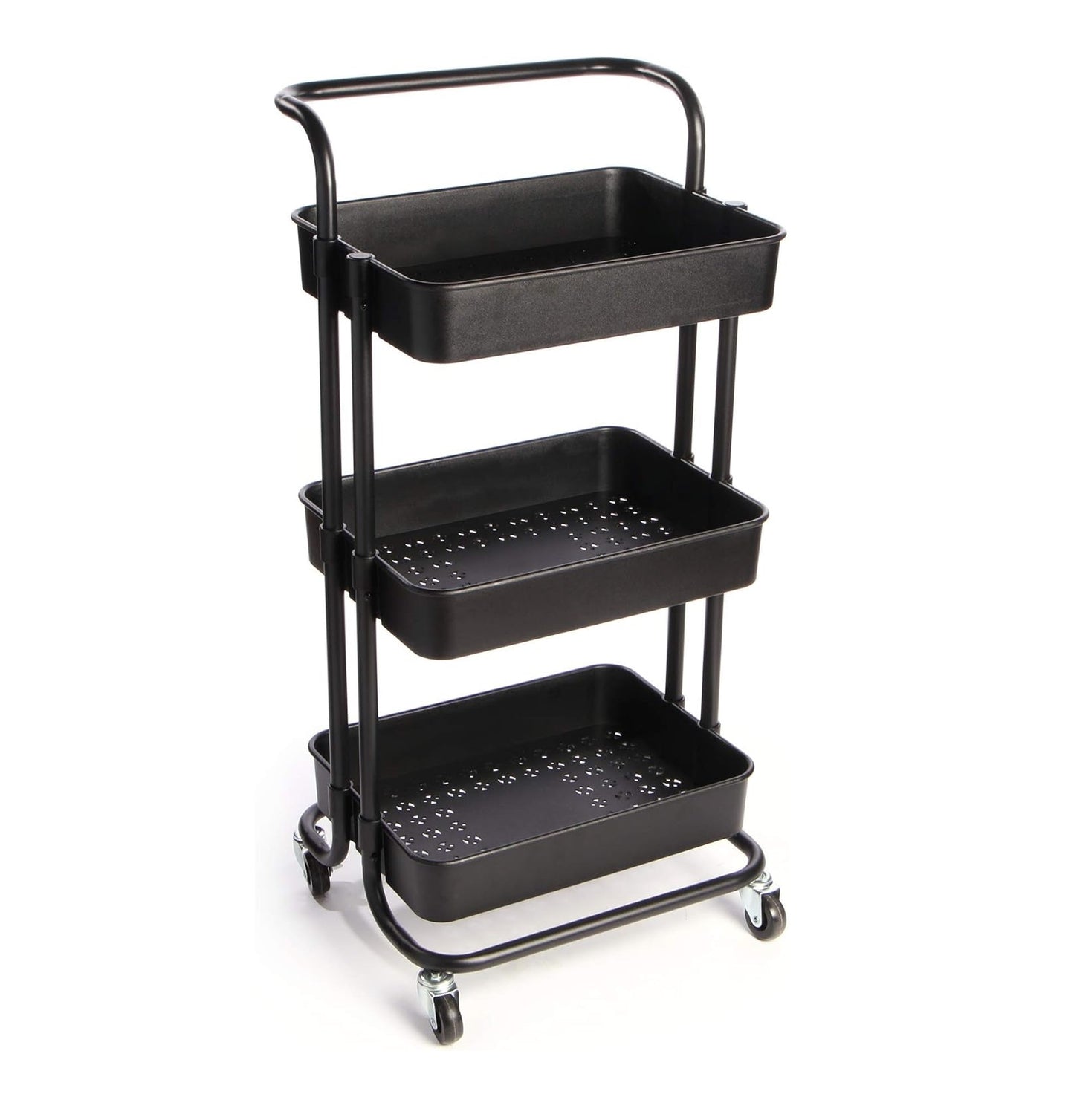 3-Tier Plastic Storage Trolley - Black