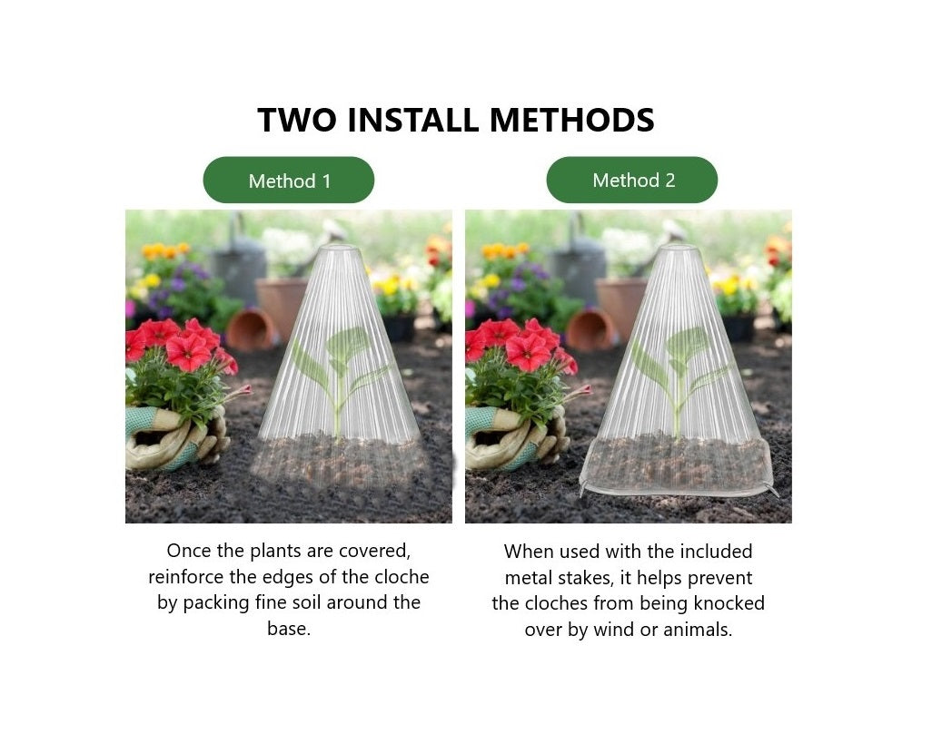 Garden Cloche - Clear Pack of 20 (Includes Metal Stakes)