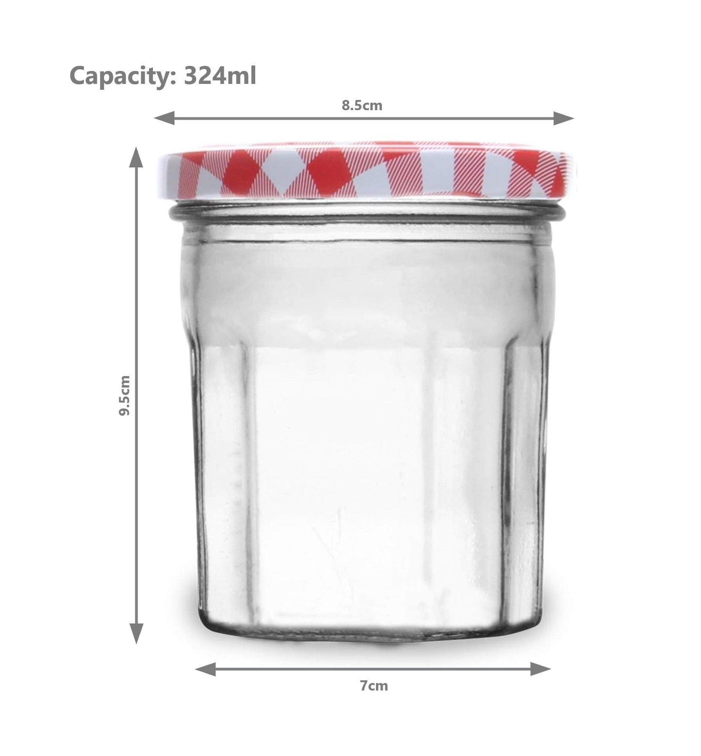 Wide Mouth Glass Jam Jars 324ml - Set of 12