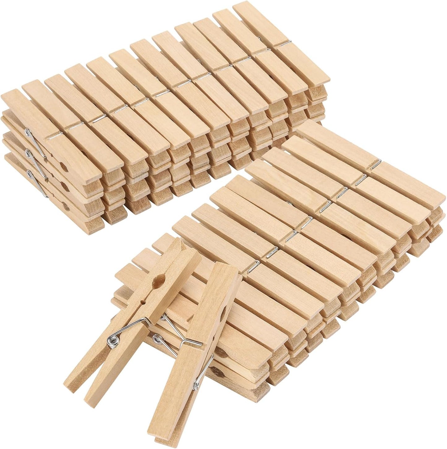 100 Bamboo 9.5cm Wooden Clothes Pegs