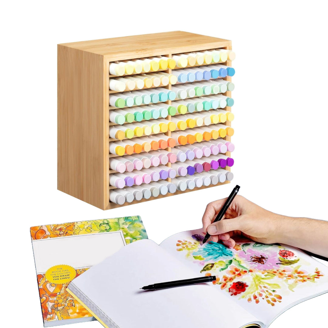 Bamboo Marker Pen Organiser