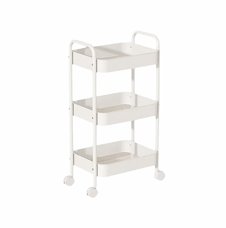 3-Tier Slim Metal Storage Trolley on Wheels - White