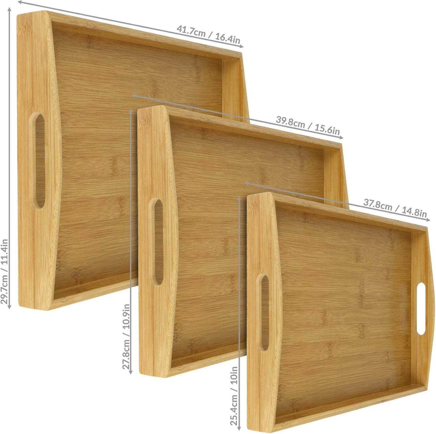 Bamboo Serving Trays - Set of 3