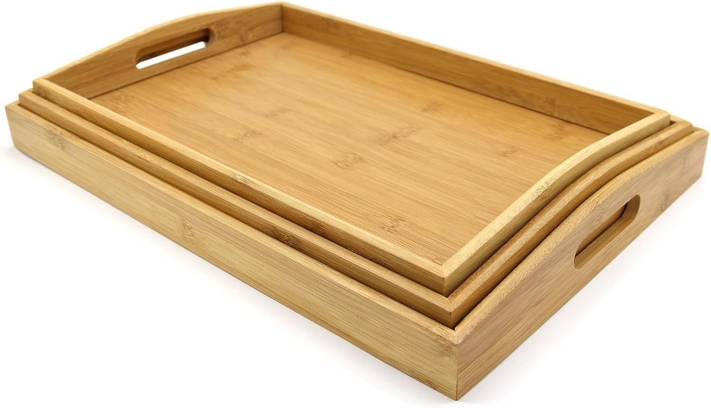 Bamboo Serving Trays - Set of 3