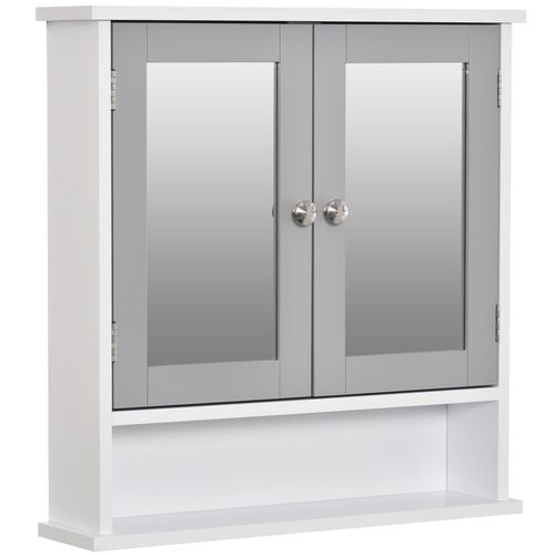 Mirror Cabinet Wall Mounted with Double Mirrored Doors in Grey