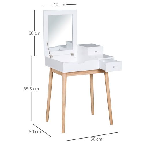 Dressing Table Desk Flip-up Mirror 2 Drawers Bedroom Makeup in White