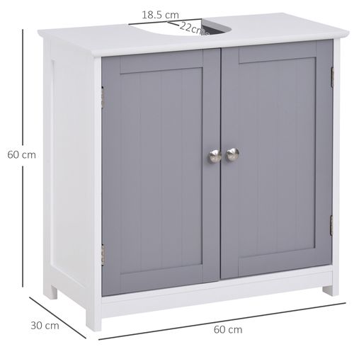 Under Sink Storage Cabinet with Adjustable Shelf Grey & White - 60x60cm