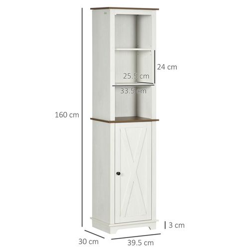 Tall Bathroom Cabinet Storage Cupboard with Door & Adjustable Shelves