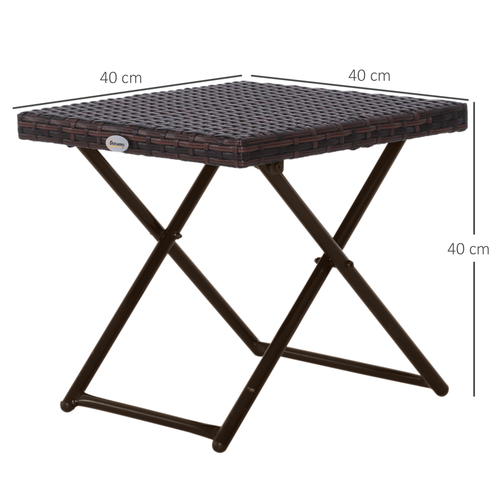 Folding Square Rattan Coffee Table Bistro Balcony in Steel