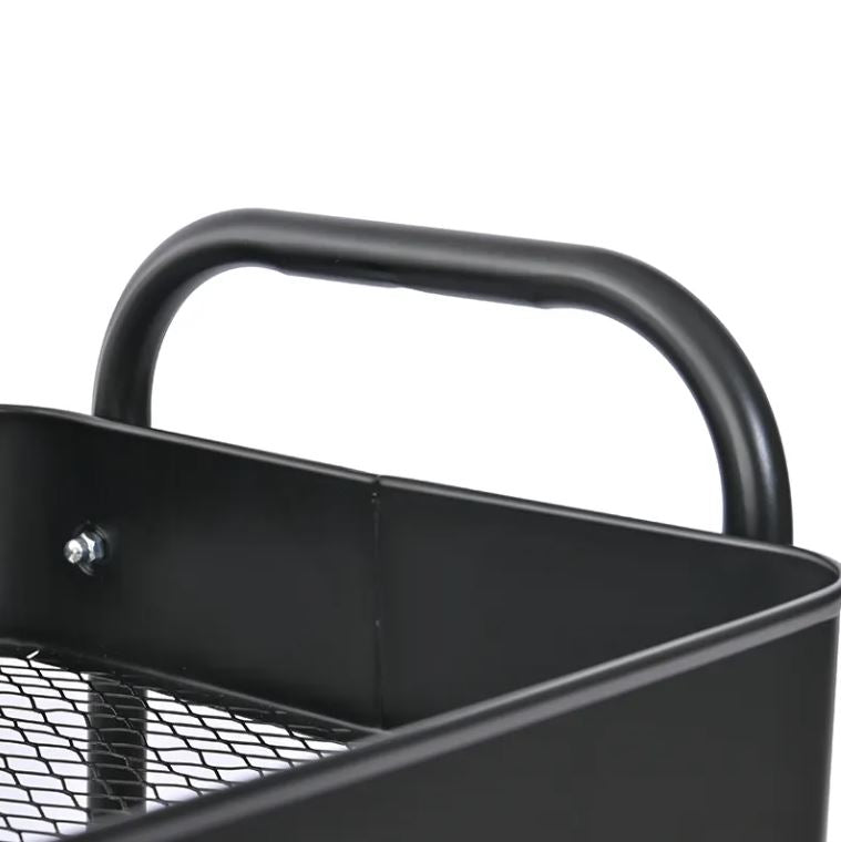 3-Tier Slim Metal Storage Trolley on Wheels - Black
