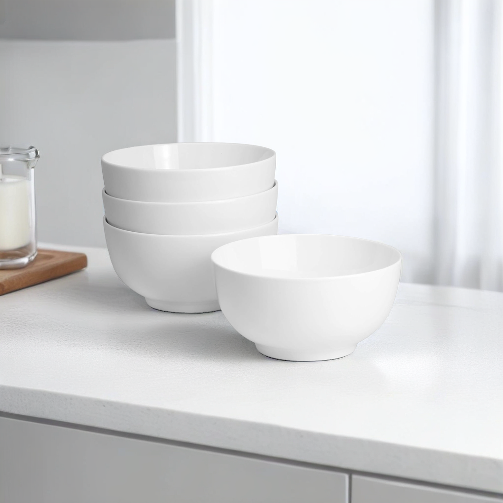 Porcelain Bowls 600ml Set of 4 - White