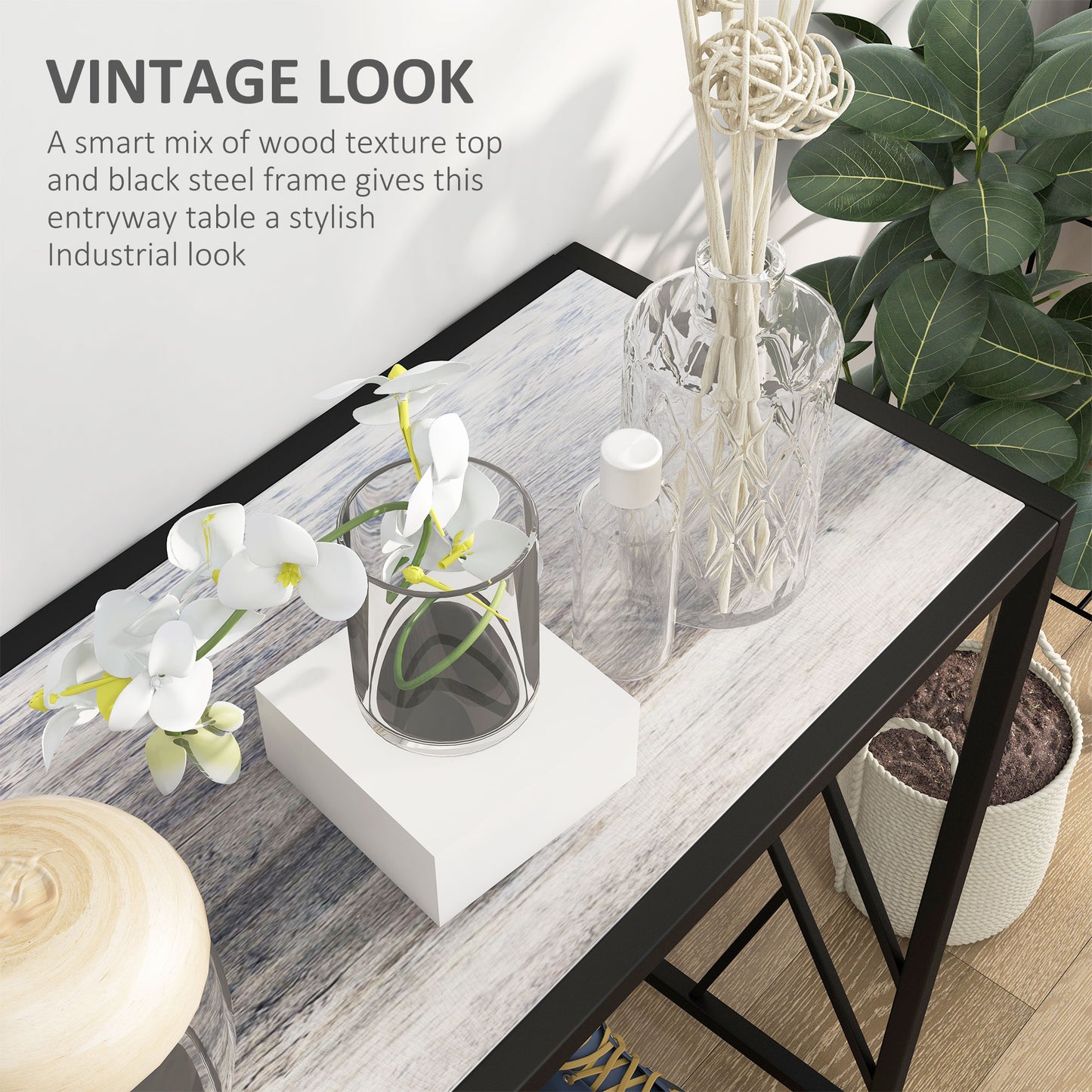 Vintage Sofa Table Metal Frame Console Table for Hallway Living Room