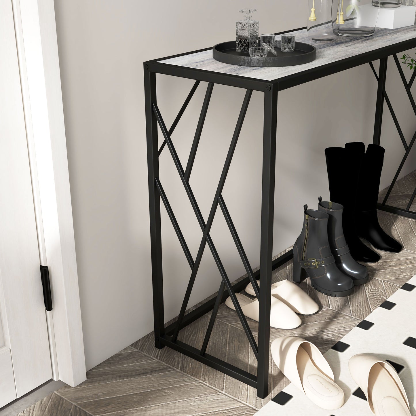 Vintage Sofa Table Metal Frame Console Table for Hallway Living Room