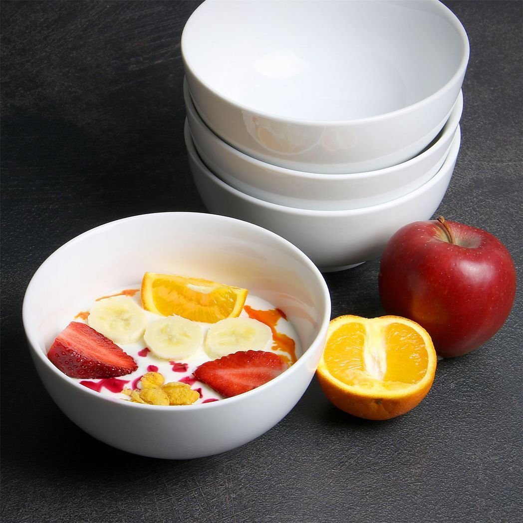 Porcelain Bowls 600ml Set of 4 - White
