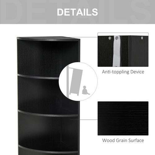 4 Tier Wood Corner Shelf Unit in Black