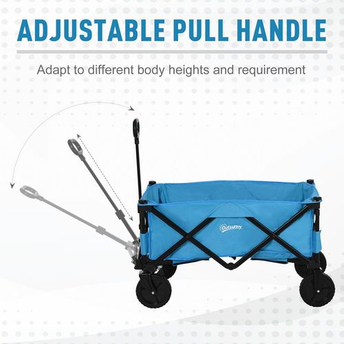 Pull Along Cart Folding Cargo Wagon Trailer Trolley For Beach Garden with Handle