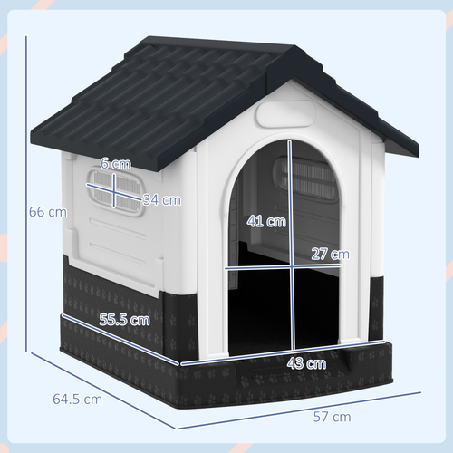 Dog Kennel for Outside for XS Dogs (64.5cm x 57cm x 66cm) in Grey