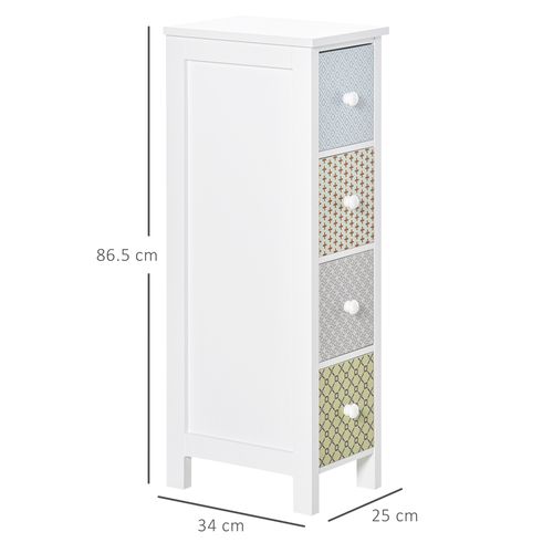 4 Drawer Storage Organiser Unit in White
