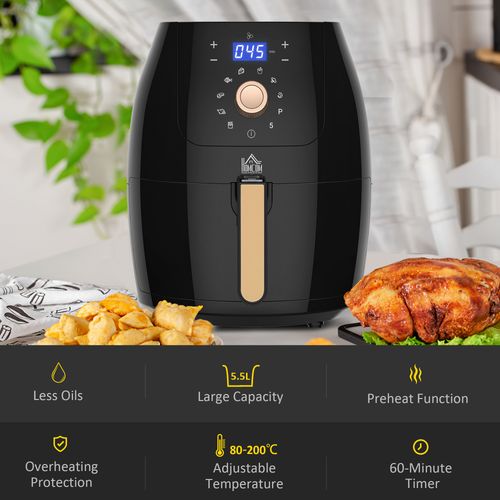 5.5L Air Fryer 1700W with Digital Display Adjustable Temperature