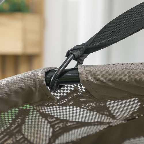 Double Hanging Swing Chair with Stand & Cup Holders in Brown