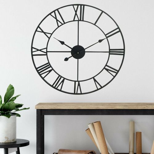 78cm Roman Metal Wall Clock in Black