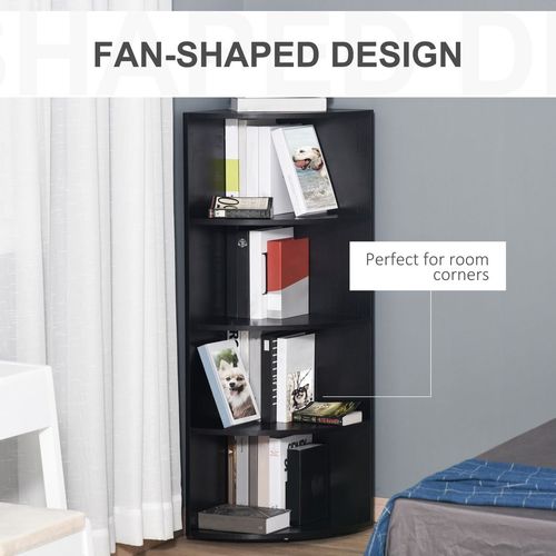 4 Tier Wood Corner Shelf Unit in Black