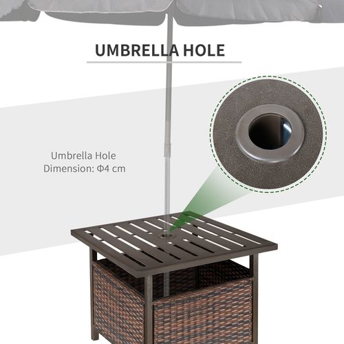 Outdoor Rattan Coffee Table with Umbrella Hole