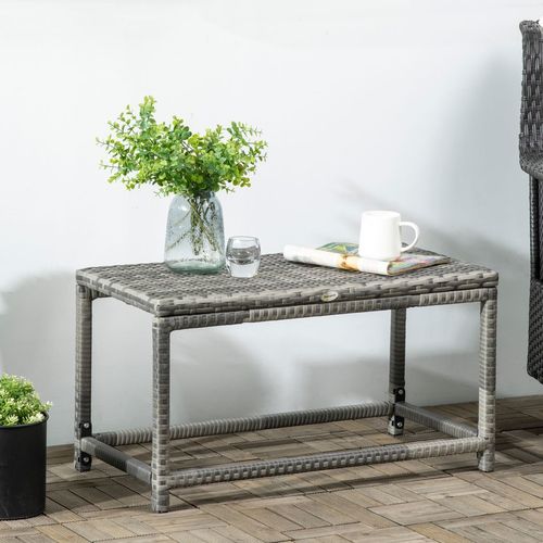 Outdoor Coffee Table Full Woven Table Top in Grey