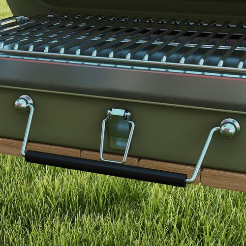 Portable BBQ Grill with Suitcase Design for Camping Picnic Party in Green