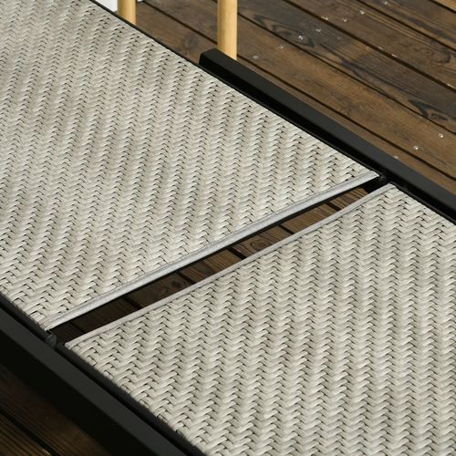 Outdoor Rattan Sun Loungers. 5-Position Backrest & Wheels, Black