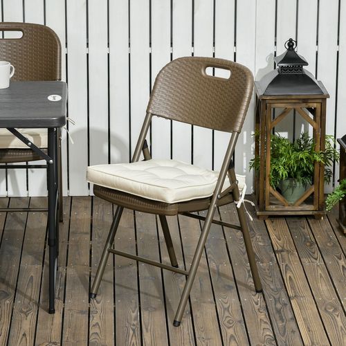 Garden Seat Cushion with Ties Replacement Dining Chair Seat Pad in Cream