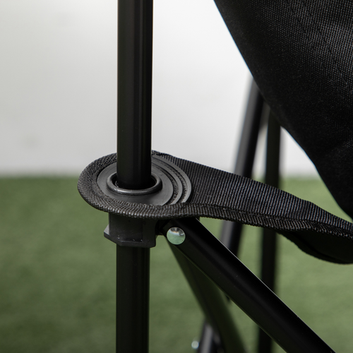 Folding Camping Chair with Carrying Bag and Storage Pocket in Black