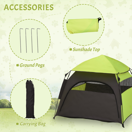 Foldable Dog Cat Tent with Waterproof Oxford Cloth & Carry Bag in Green