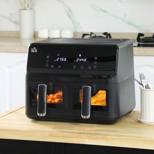 8L Dual Air Fryer Family Size with 2 Basket 8 Presets Cookbook Timer 2500W