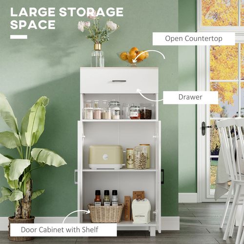 Kitchen Cupboard Storage Cabinet with Drawer, Countertop, White
