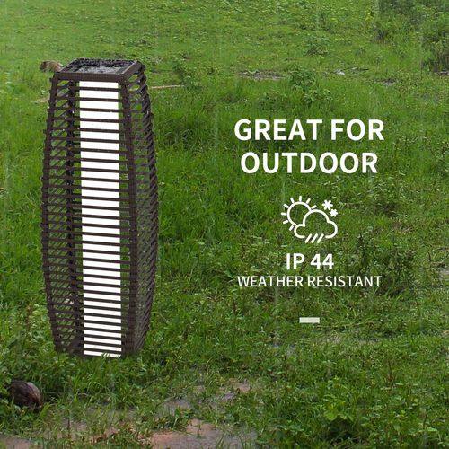 Rattan Solar Floor Lamp with Auto On/Off LED Outdoor Light