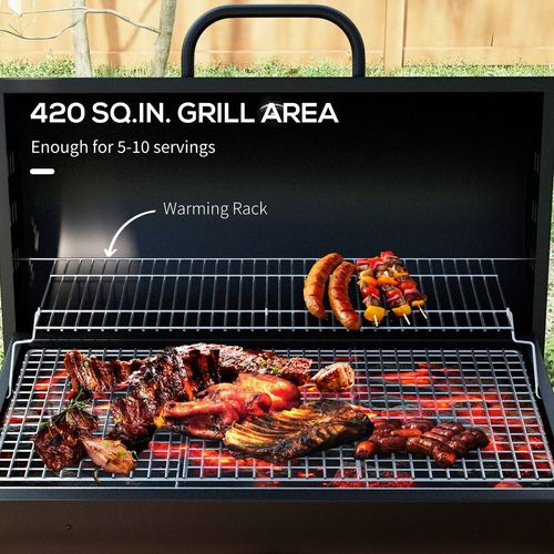 Barrel Charcoal Barbecue BBQ Grill Trolley with Ash Catcher Thermometer