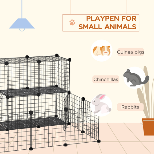 Pet Playpen DIY Small Animal Cage for Rabbit Ferret Chinchilla Guinea Pig - Black