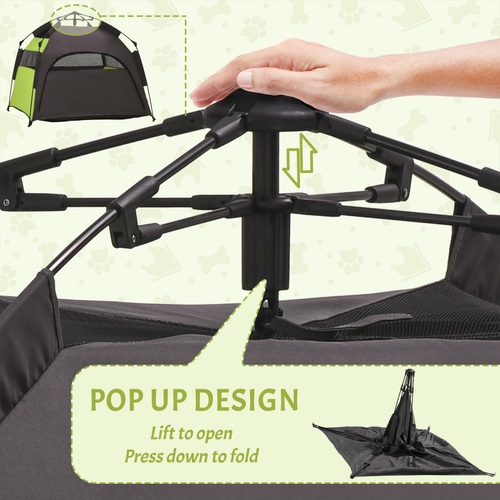 Foldable Dog Cat Tent with Waterproof Oxford Cloth & Carry Bag in Green