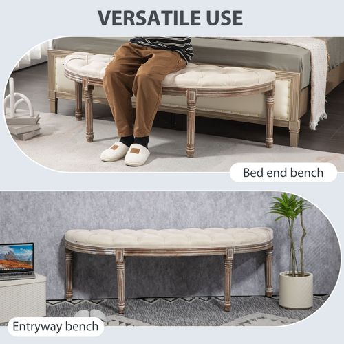 Half-Circle End Bench Ottoman Footstool Seat Cream