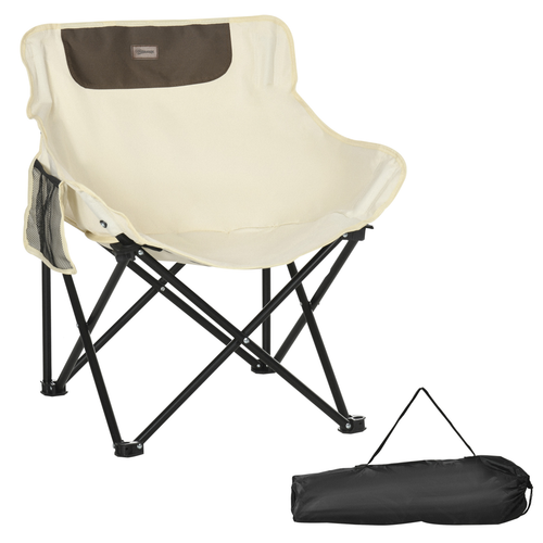 Folding Camping Chair with Carrying Bag and Storage Pocket in White