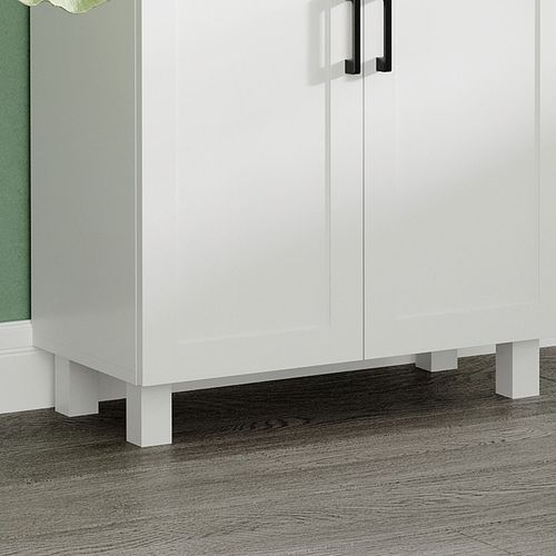 Kitchen Cupboard Storage Cabinet with Drawer, Countertop, White