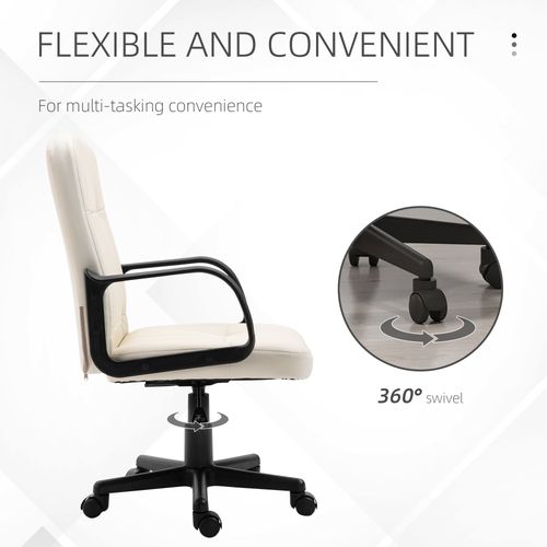 PU Leather Office Chair Swivel in Cream & Black