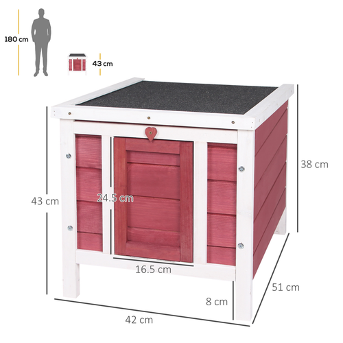 Wooden Rabbit Hutch Bunny Cage Guinea Pig House Pet Habitat Ferret - Red