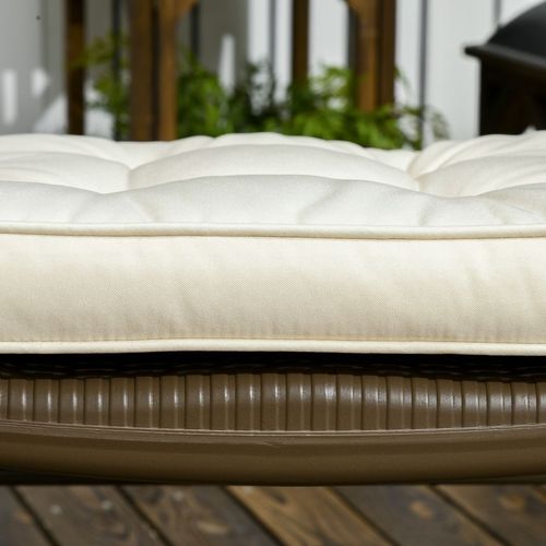 Garden Seat Cushion with Ties Replacement Dining Chair Seat Pad in Cream